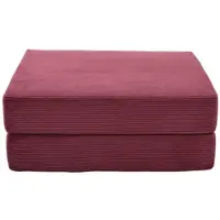 OKWISH Voetenbank 109 x 95 x 43 Cm - Uitklapbaar Tot Logeerbed - Ruimtebesparend Voor Woonkamer - Cord - Wijnrood
