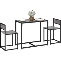 HOMCOM Eettafelset-Metaal, MDF-90L x 47B x 76H cm-Grijs
