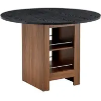 STILVORA Ronde Eettafel - Met Open Opbergvakken - Voor Keuken En Eetkamer - MDF In Walnootlook En Zwart - 100x76 Cm