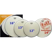 Remo Ambassador Coated Drum Hoofden Pro Pack met 14" Snare Hoofd