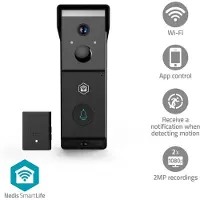 Nedis Slimme dual cam deurbel inclusief gong | Batterijvoeding | 2x 1080p | Zwart | IP54 | WiFi (Tuya)