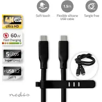 Nedis Usb-kabel Fresh Green Box Usb 3.2 Gen 1 - Usb-c Mannelijk 1,50m Zwart