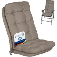 Beautissu Flair HL Stoelkussen Set 2x Hoge Rugleuning 120x50x8 cm Taupe – Tuinstoelkussen