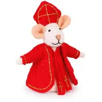Sjaal met Verhaal Sinterklaas Decoratie Sintermuis Wit / Rood 9 X 13 X 19 Cm
