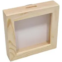 Playwood houten spaarpot plexiglas wit klein - geld bewaren speelgoed.