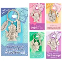 Depesche sleutelhanger auto met engel - blauw metalen accessoire.