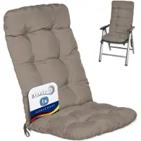 Beautissu Flair HL Stoelkussen Hoge Rugleuning 120x50x8 cm Taupe – Tuinstoelkussen