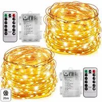 Feilicious 2x LED-lichtketting, 20 meter, 200 LED's, warm wit licht, 8 modi, met afstandsbediening, model E007