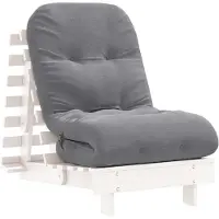 vidaXL Futon slaapbank met matras 60x206x11 cm massief grenenhout wit