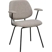 Label51 Eetkamerstoel Loreto - Naturel - Boucle - Zwart Metalen Frame