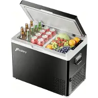 Insma 40L Compressor Koelbox - Elektrische Koelbox & Vriezer 12V/24V & 230V - Dubbele Zone met Uitneembare Scheidingswand - Touchscreen - Draagbare Koelkast voor Auto, Camping & Camper