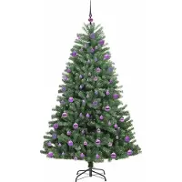 vidaXL Kunstmatige Hinged Kerstboom Groen 210 cm PVC en Metalen