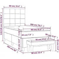vidaXL Boxspring met matras stof zwart 90x200 cm