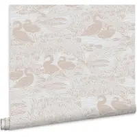 Laura Ashley Swans Behang - Dieren - 10mx52cm - Grijs