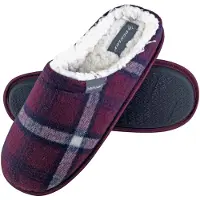 Dunlop - Heren Warme Pluche Fleece Voering Instap Muil Geruite Huisslippers