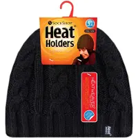 Heat Holder Thermische kabelgebreide wintermuts voor dames - Zwart