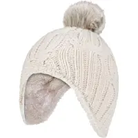 Heat Holder - Kabelgebreide Muts Voor Meisjes Met Pom Pom - Buttercream