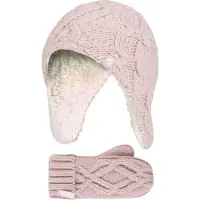 Heat Holder Meisjes Majestueuze Trapper Hat Mitts Set - Schemerig Roze