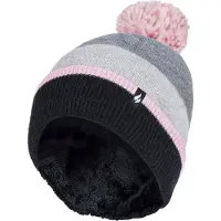 Heat Holder - Dames Thermische Winter Pom Pom Muts - Grijs / Roze