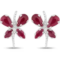 Vira Jewels Ohrringe Silber 925 rhodiniert Schmetterling-Motiv mit echtem Rubin