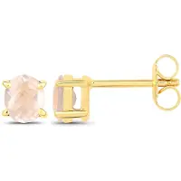 Vira Jewels Ohrstecker 925-Sterling Silber vergoldet Glänzend Rosenquartz rosa