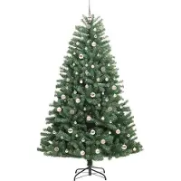 vidaXL Kunstmatige Hinged Kerstboom Groen 210 cm PVC en Metalen