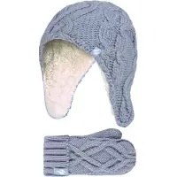 Heat Holder Meisjes Majestueuze Trapper Hat Mitts Set - Stoffig Blauw
