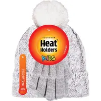 Heat Holder Meisjes Cable Bobble Muts En Handschoenen Set - Havermoutwending