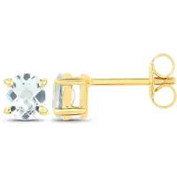 Vira Jewels Ohrstecker 925-Sterling Silber vergoldet Glänzend Aquamarine