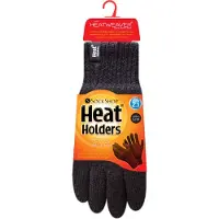Heat Holder - Gebreide handschoenen met fleecevoering voor heren - Zwart
