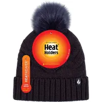 Heat Holder Dames Winter Bont Pom Pom Beanie Muts - Marine