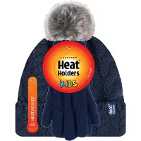 Heat Holder Meisjes Cable Bobble Muts En Handschoenen Set - Marine