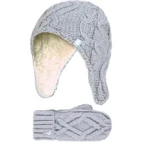 Heat Holder Meisjes Majestueuze Trapper Hat Mitts Set - Vorstgrijs