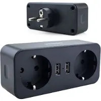 Voomy Split X2 - 2 USB-A &amp; 2 EU - Zwart