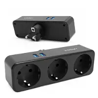 Voomy Split X3 - 2 USB-A &amp; 3 EU - Zwart