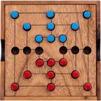 Engelhart Nine Men Morris – Houten Bordspel – Acaciahout – 18 Pionnen – Strategisch Spel –