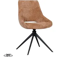 Label51 Eetkamerstoel Marlow - Cognac - Chenille - Zwart Metalen Frame