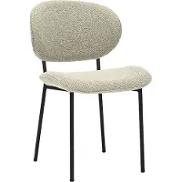 Label51 Eetkamerstoel Senn - Naturel - Boucle - Zwart Metalen Frame
