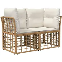 vidaXL Buiten bank set 7 st Natuurlijk en Crème Wit Polyester