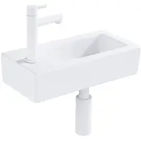 FortiFura Fuente Fonteinset - 36x18.5x9cm - 1 kraangat - solid surface - fonteinkraan wit mat - mat wit SW705498 / SW696206 / SW696216 / SW1210972