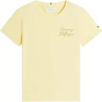 Tommy Hilfiger t-shirt met tekst - geel Meisjes Katoen Ronde hals Tekst - maat 164