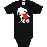 Logoshirt Rompertje/body 'Snoopy - Heart' zwart