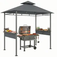 Outsunny Grill Gazebo-Polyester, metaal-245L x 146B x 255H cm-Donkergrijs
