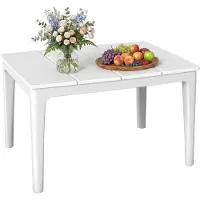 Outsunny Koffietafel-Kunststof-70L x 53B x 39H cm-Crèmekleurig