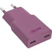 InLine USB lader | 2x USB-C PD | GaN | 30W | paars