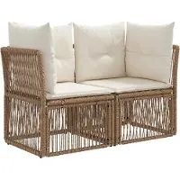 vidaXL Tuinbank Set 9 st Beige poly rattan