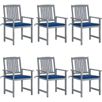 vidaXL Tuinstoelen 6 st met kussens massief acaciahout grijs