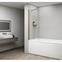 Polysan Fisa Badwand 60x150cm, mat koper, helder glas
