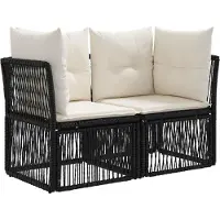 vidaXL Tuinbank Set 13 pcs Zwart poly rattan