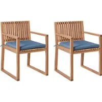 Beliani SASSARI II - Tuinstoel set van 2 - Bruin/Blauw - Acaciahout